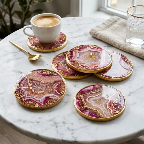 Coaster set by Jhilmil Decor, hand-poured, gift boxed